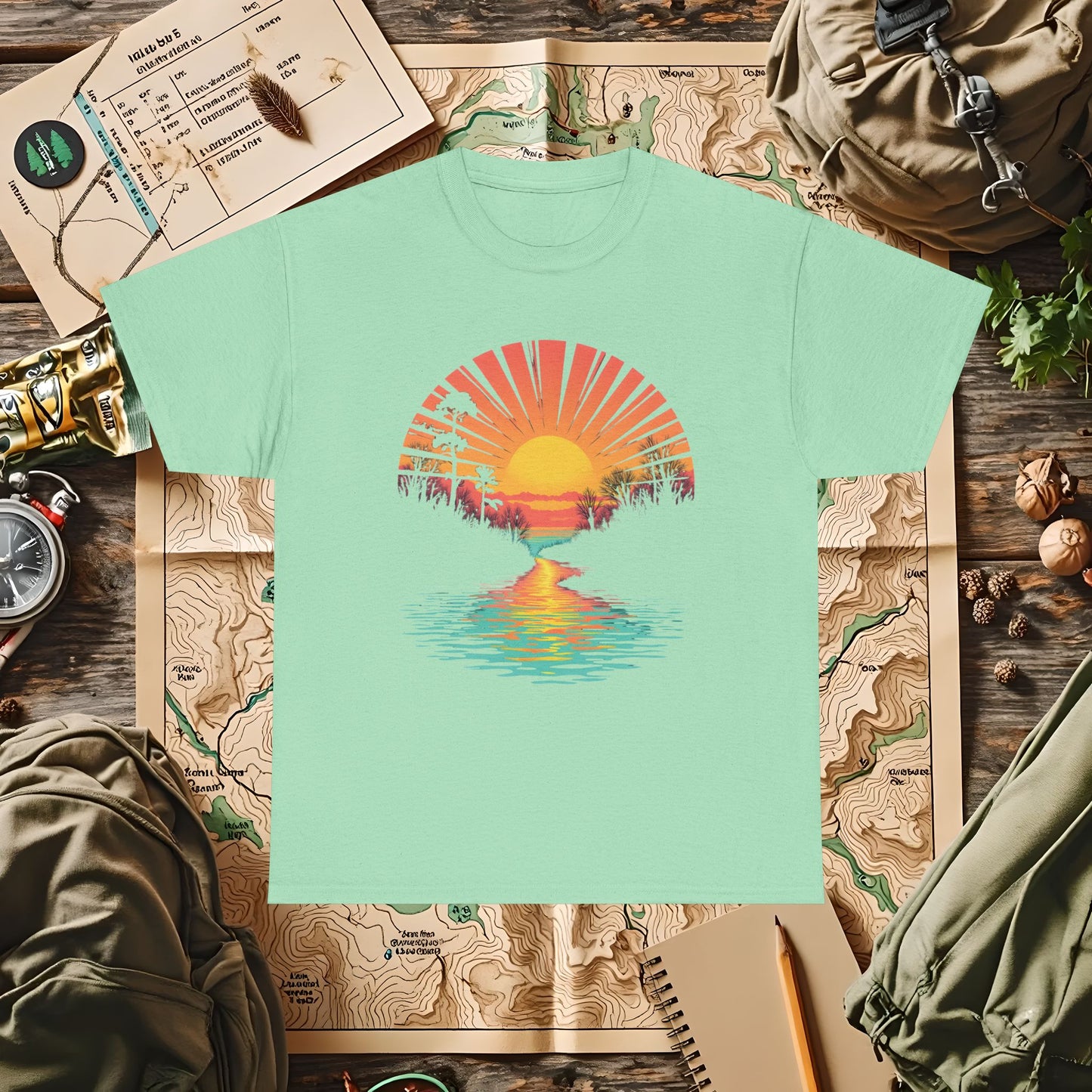 Quirky Sunset Outdoor Adventure T-Shirts | Camping, Hiking, Rafting & Kayaking Tees for Nature Lovers