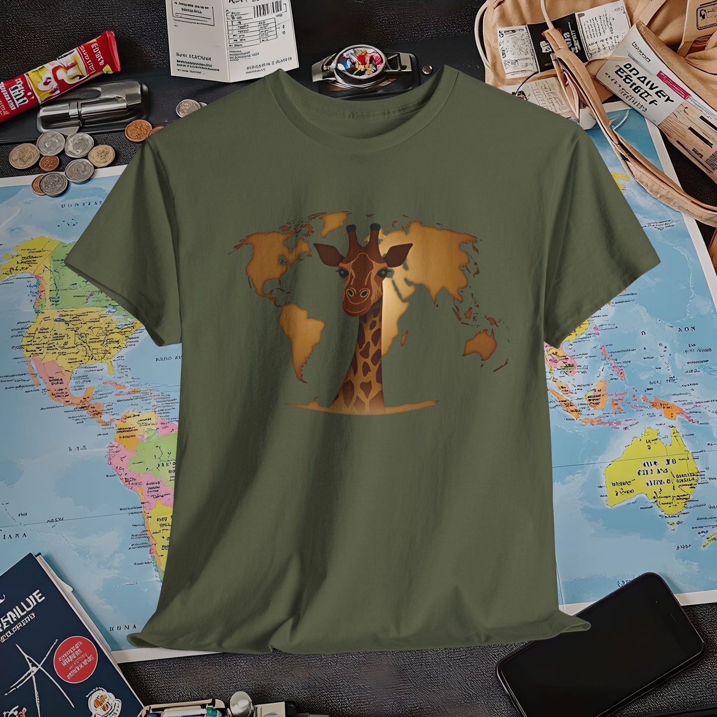 Giraffe Globe Air Travel T-Shirts | Jetsetter, Airport, and International Flight Tees