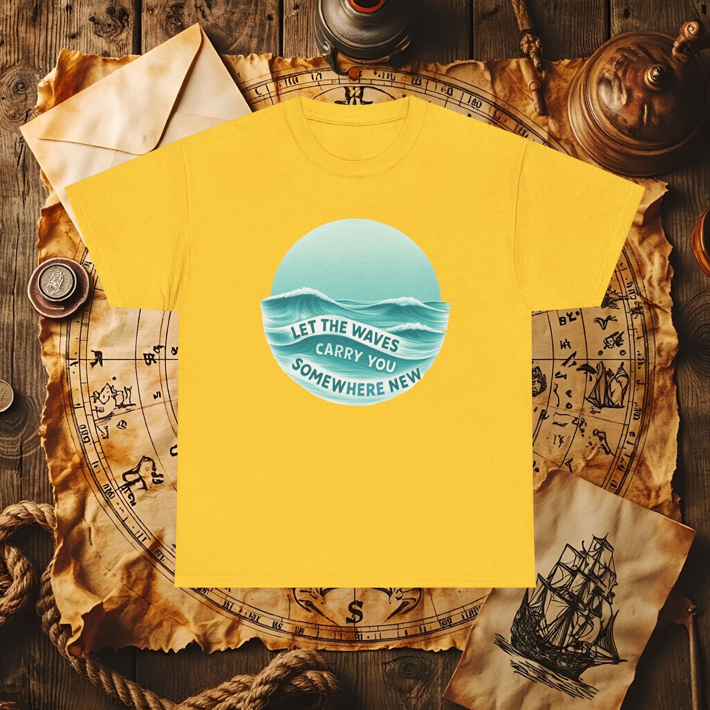 Let the Waves Carry You T-Shirt – Serene Travel & Ocean Escape Design | Funny & Stylish Tees for Ocean Adventures