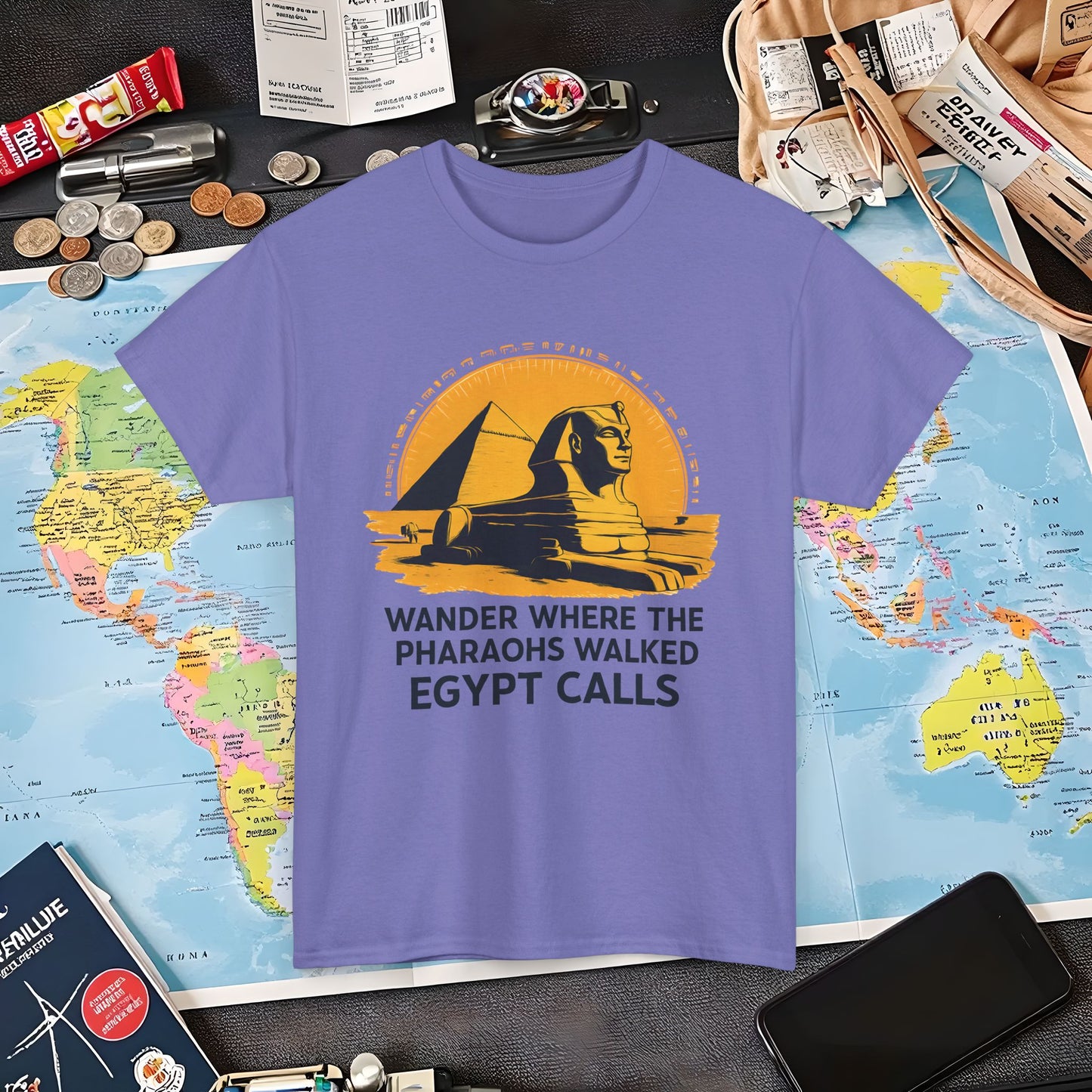 Wander Where Pharaohs Walked T-Shirt – Egypt Adventure Design Air Travel T-Shirts | Jetsetter, Airport, and International Flight Tees