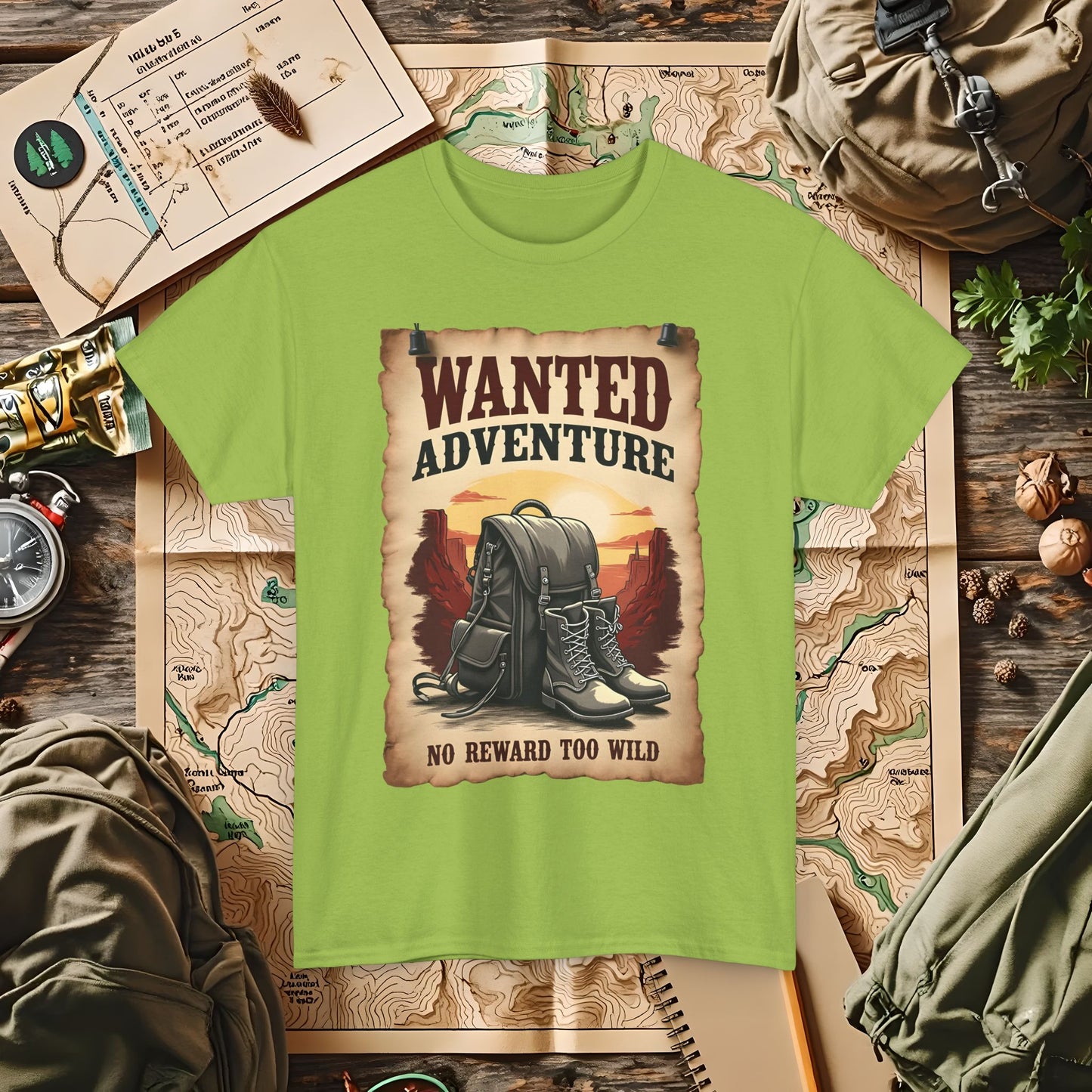 Wanted Adventure, No Reward too Wild, Outdoor Adventure T-Shirts | Camping, Hiking, Rafting & Kayaking Tees for Nature Lovers