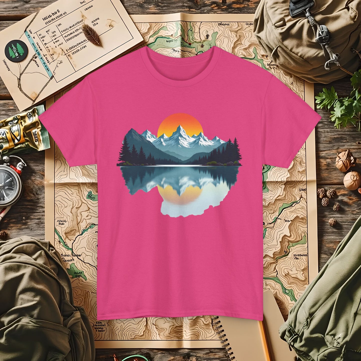 Mountain Reflection Outdoor Adventure T-Shirts | Camping, Hiking, Rafting & Kayaking Tees for Nature Lovers