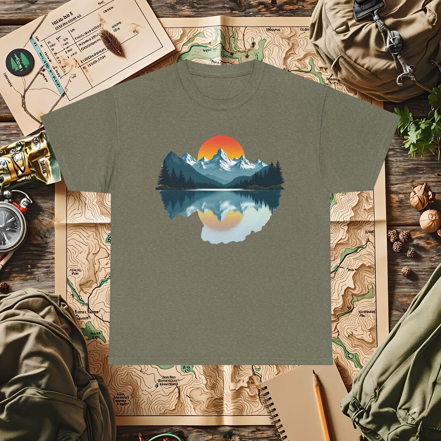 Mountain Reflection Outdoor Adventure T-Shirts | Camping, Hiking, Rafting & Kayaking Tees for Nature Lovers