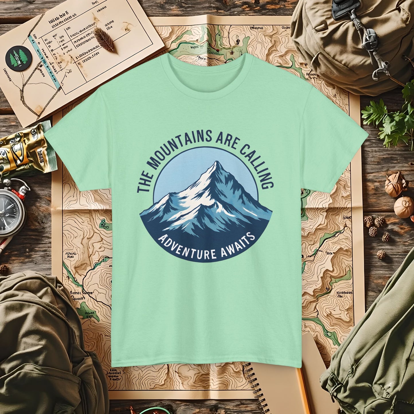 The Mountains Are Calling, Adventure Awaits Outdoor Adventure T-Shirts | Camping, Hiking, Rafting & Kayaking Tees for Nature Lovers