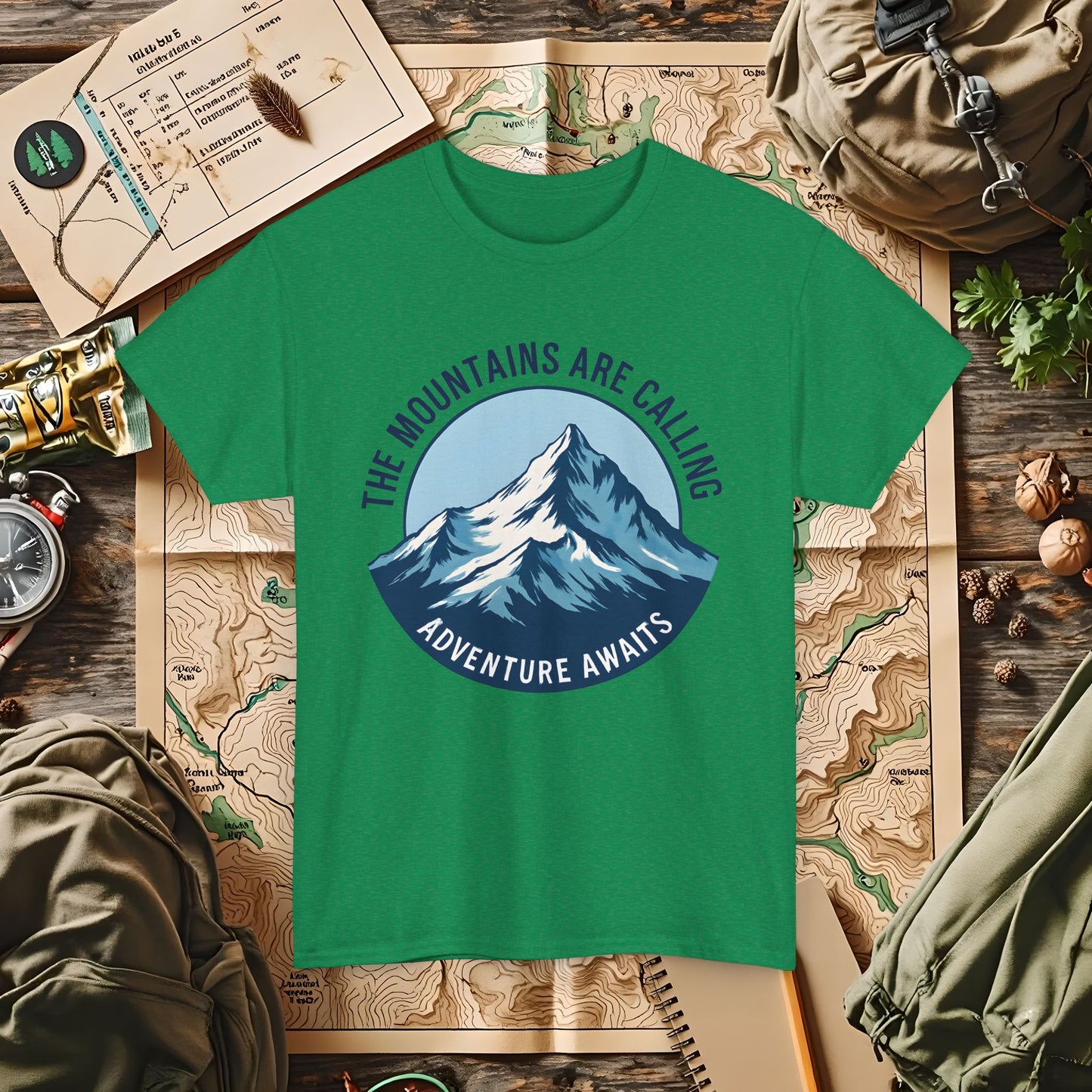 The Mountains Are Calling, Adventure Awaits Outdoor Adventure T-Shirts | Camping, Hiking, Rafting & Kayaking Tees for Nature Lovers