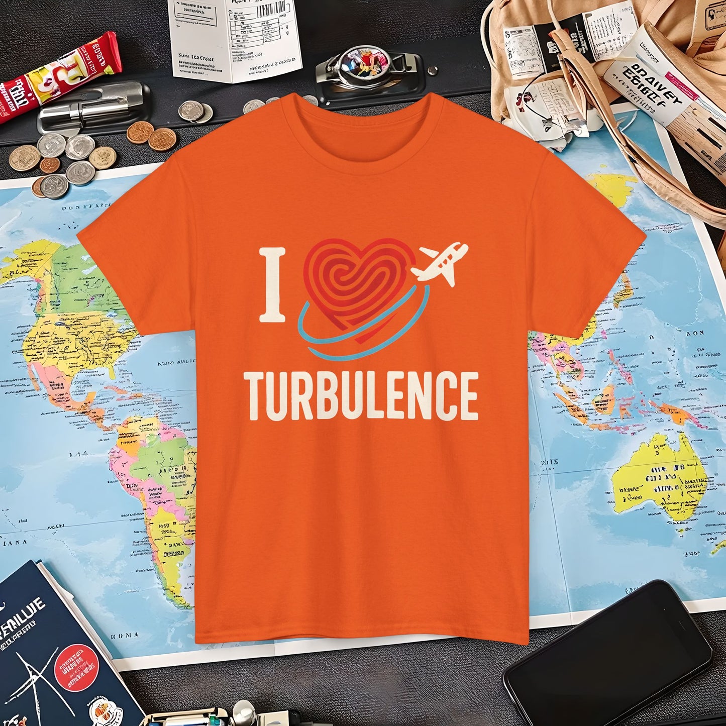 I ♥ Turbulence – Funny Aviation Graphic Tee for Pilots & Frequent Flyers Air Travel T-Shirts | Jetsetter, Airport, and International Flight Tees