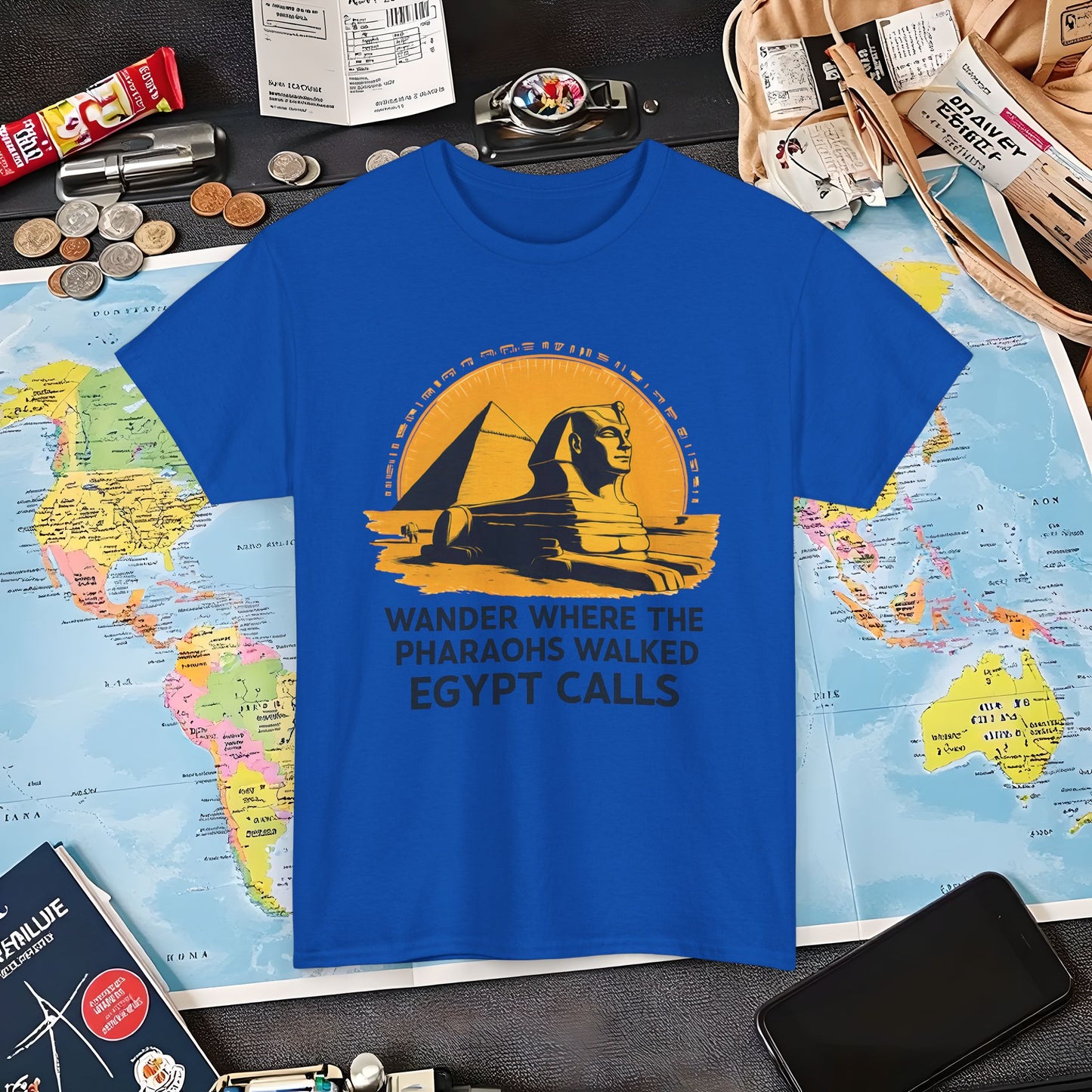 Wander Where Pharaohs Walked T-Shirt – Egypt Adventure Design Air Travel T-Shirts | Jetsetter, Airport, and International Flight Tees