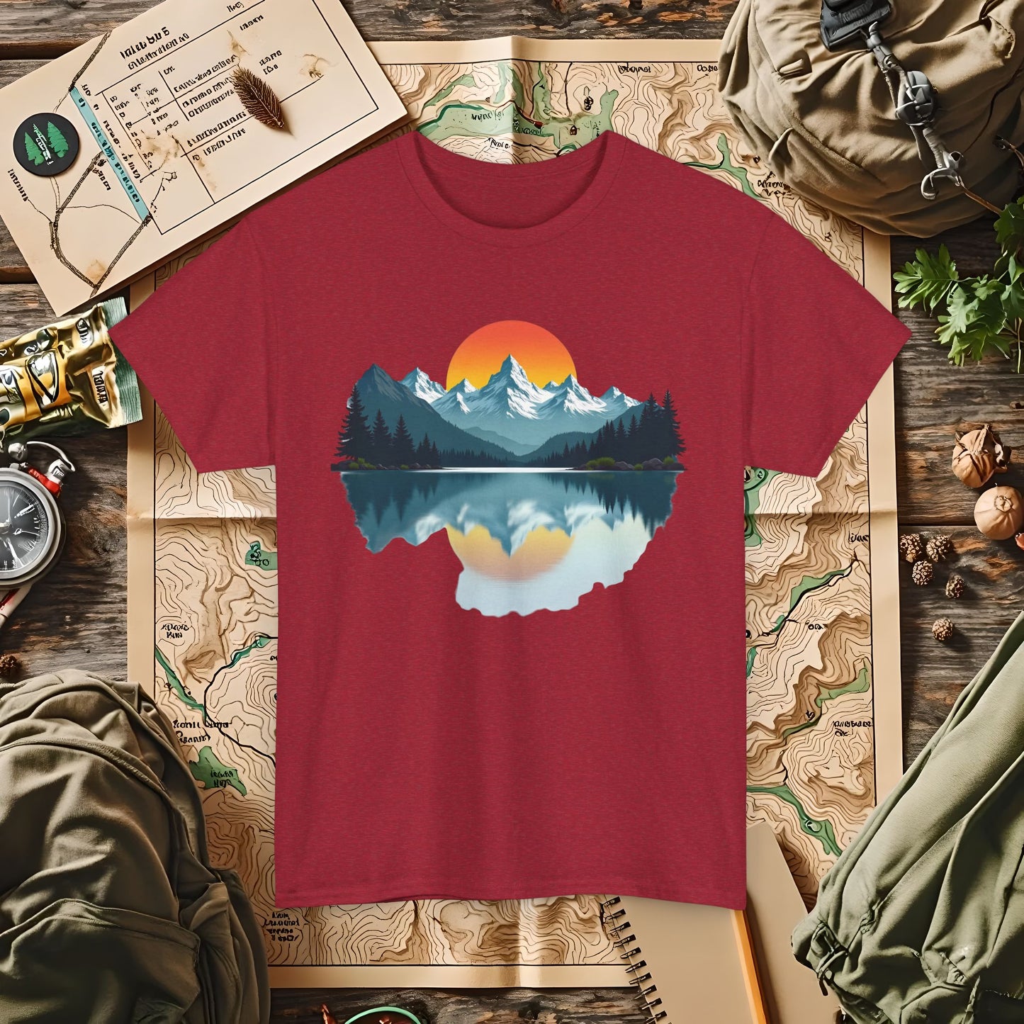 Mountain Reflection Outdoor Adventure T-Shirts | Camping, Hiking, Rafting & Kayaking Tees for Nature Lovers