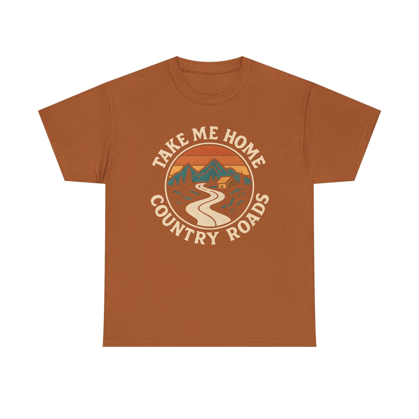 Take Me Home Country Roads T-Shirt – Retro Mountain Road to Cozy Cabin Design Road Trip & Vehicle Travel T-Shirts | Car, RV, and Motorcycle Adventure Tees