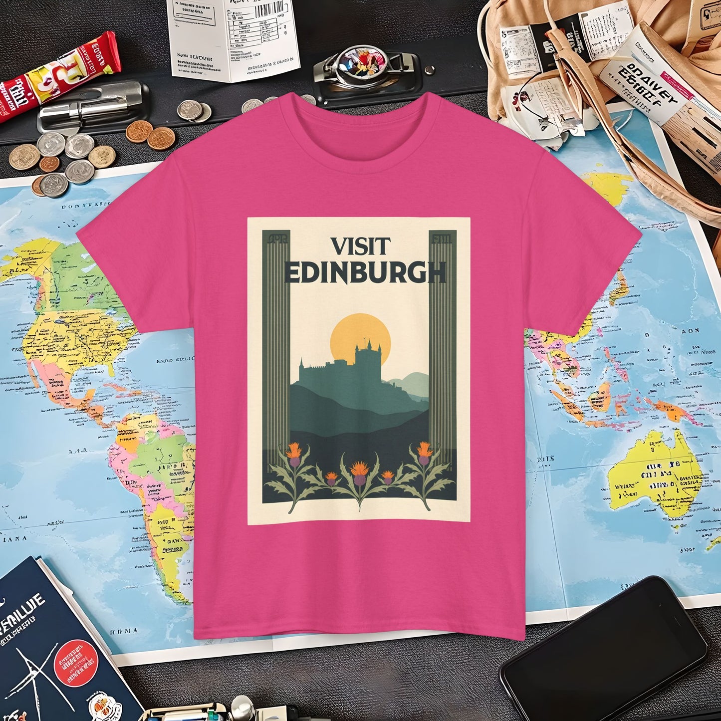 Edinburgh Poster Air Travel T-Shirts | Jetsetter, Airport, and International Flight Tees