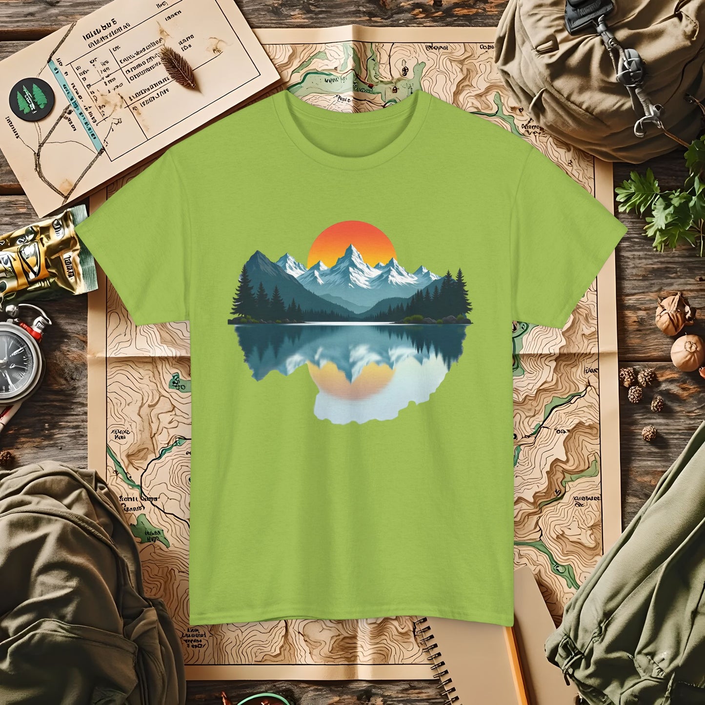 Mountain Reflection Outdoor Adventure T-Shirts | Camping, Hiking, Rafting & Kayaking Tees for Nature Lovers