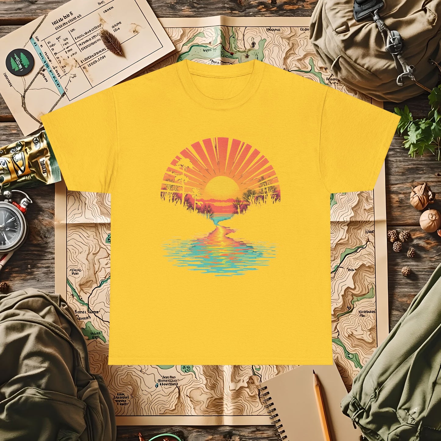 Quirky Sunset Outdoor Adventure T-Shirts | Camping, Hiking, Rafting & Kayaking Tees for Nature Lovers