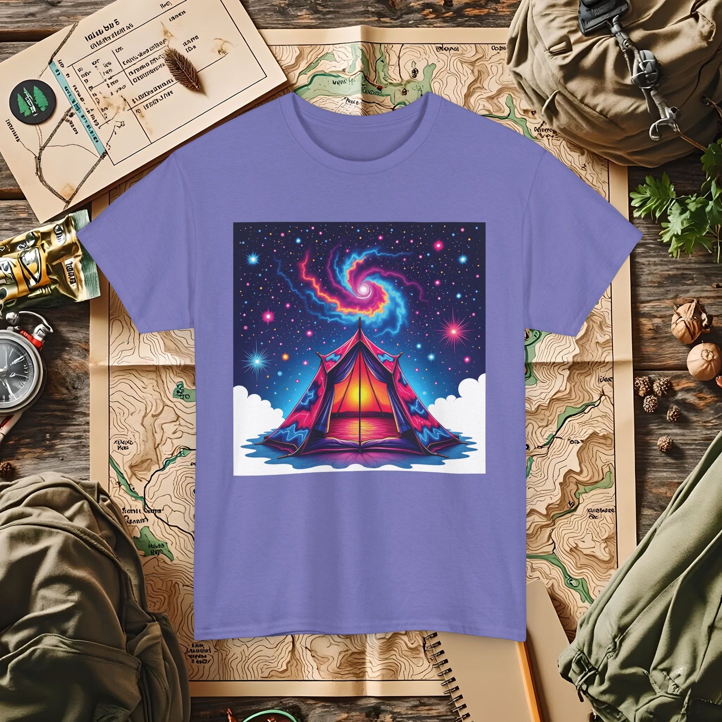 Cosmic Tent Outdoor Adventure T-Shirts | Camping, Hiking, Rafting & Kayaking Tees for Nature Lovers