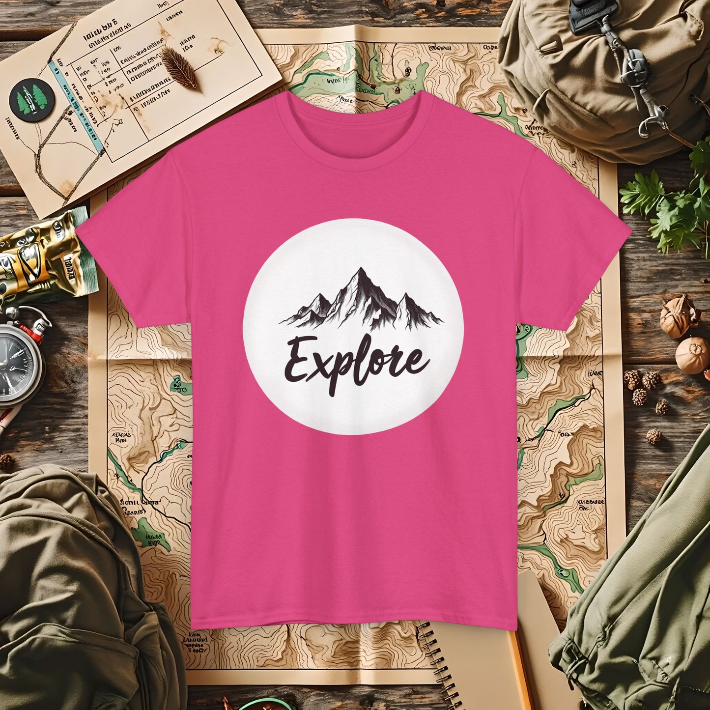 Mountain Explore Outdoor Adventure T-Shirts | Camping, Hiking, Rafting & Kayaking Tees for Nature Lovers