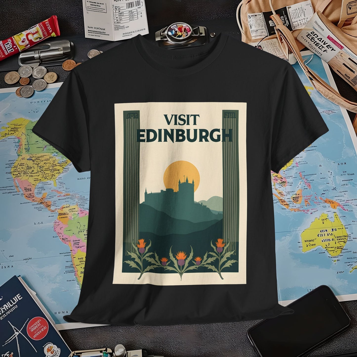 Edinburgh Poster Air Travel T-Shirts | Jetsetter, Airport, and International Flight Tees