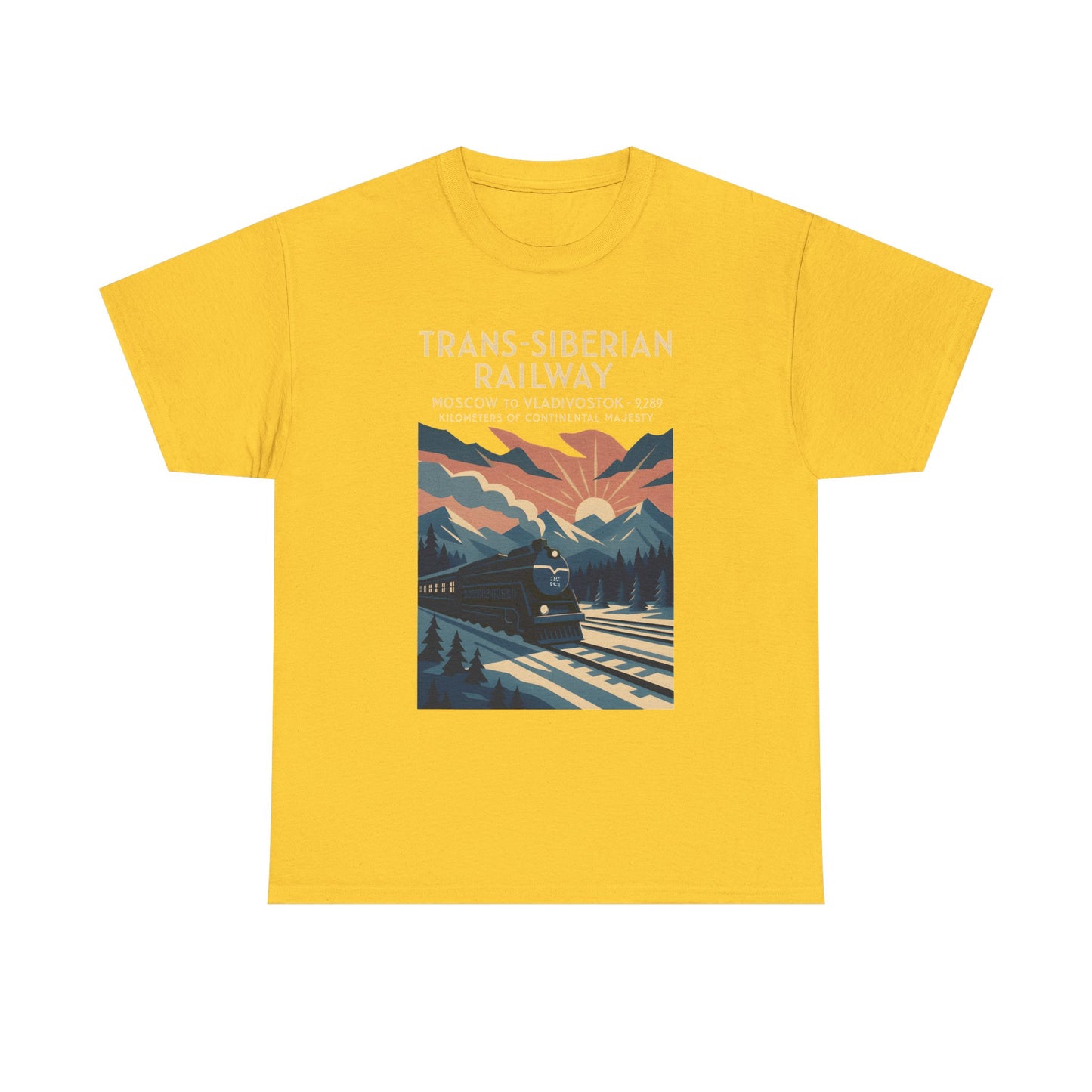 Trans-Siberian Twilight – Art Deco Russian Train Journey Tee Road Trip & Vehicle Travel T-Shirts | Car, RV, and Motorcycle Adventure Tees