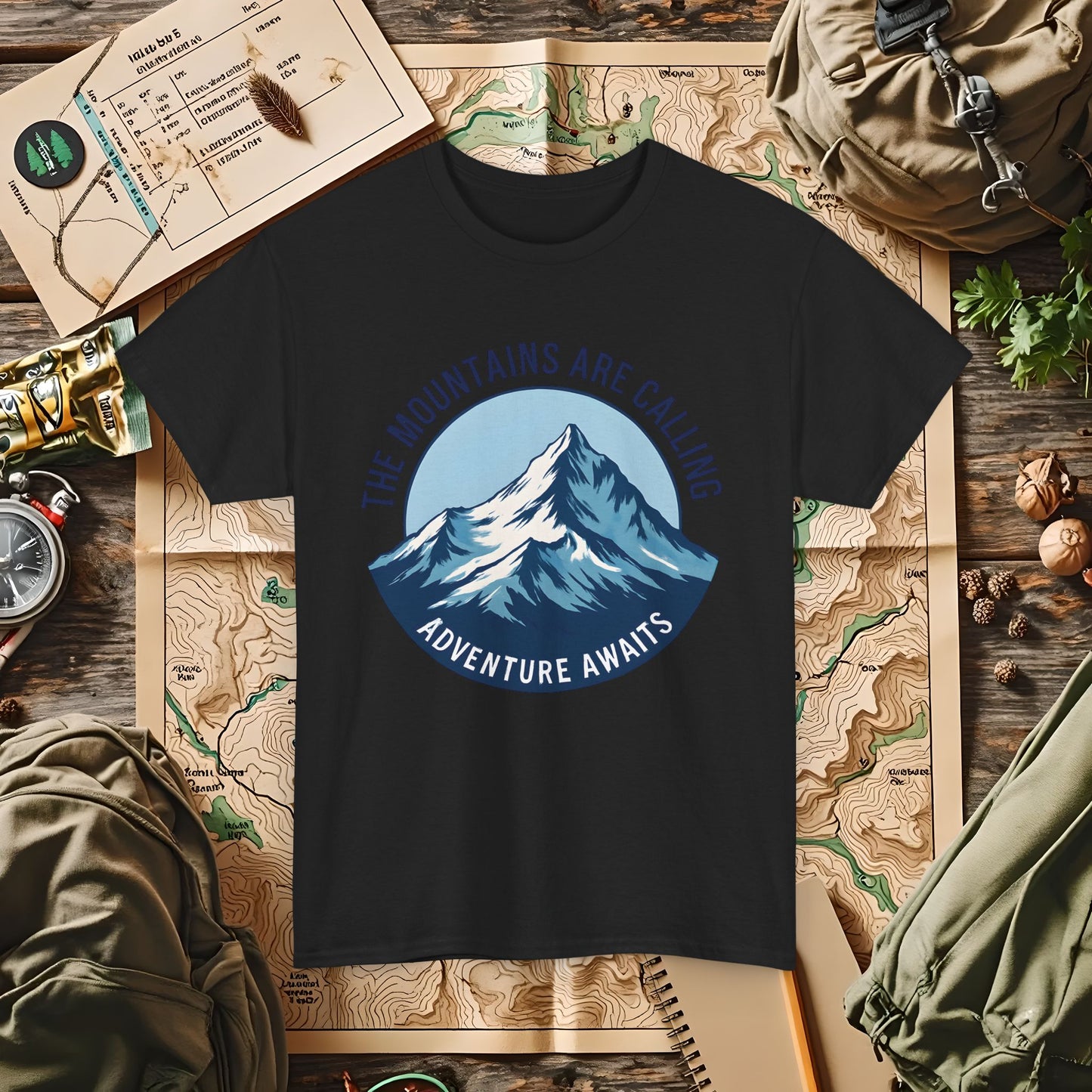 The Mountains Are Calling, Adventure Awaits Outdoor Adventure T-Shirts | Camping, Hiking, Rafting & Kayaking Tees for Nature Lovers