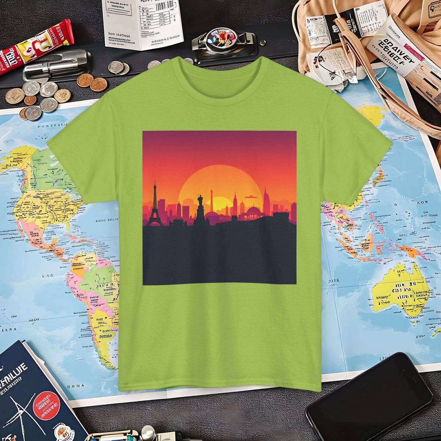 Silhouetted Monuments Air Travel T-Shirts | Jetsetter, Airport, and International Flight Tees