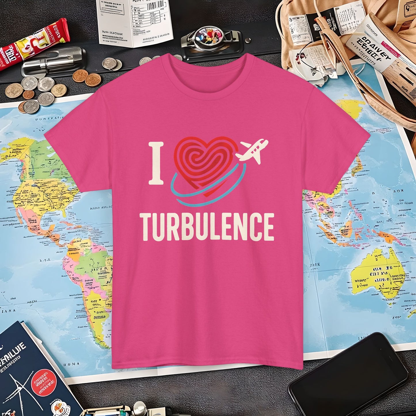 I ♥ Turbulence – Funny Aviation Graphic Tee for Pilots & Frequent Flyers Air Travel T-Shirts | Jetsetter, Airport, and International Flight Tees