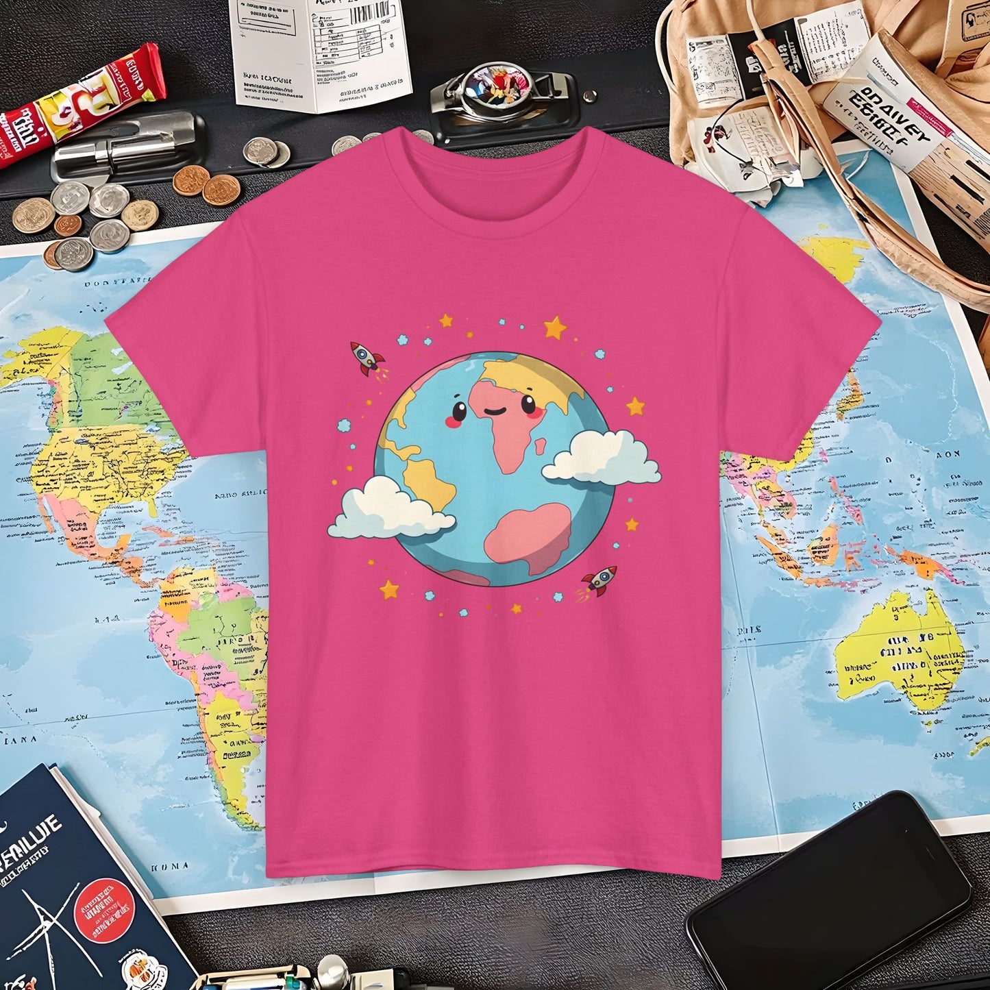 Kawaii Globe Air Travel T-Shirts | Jetsetter, Airport, and International Flight Tees