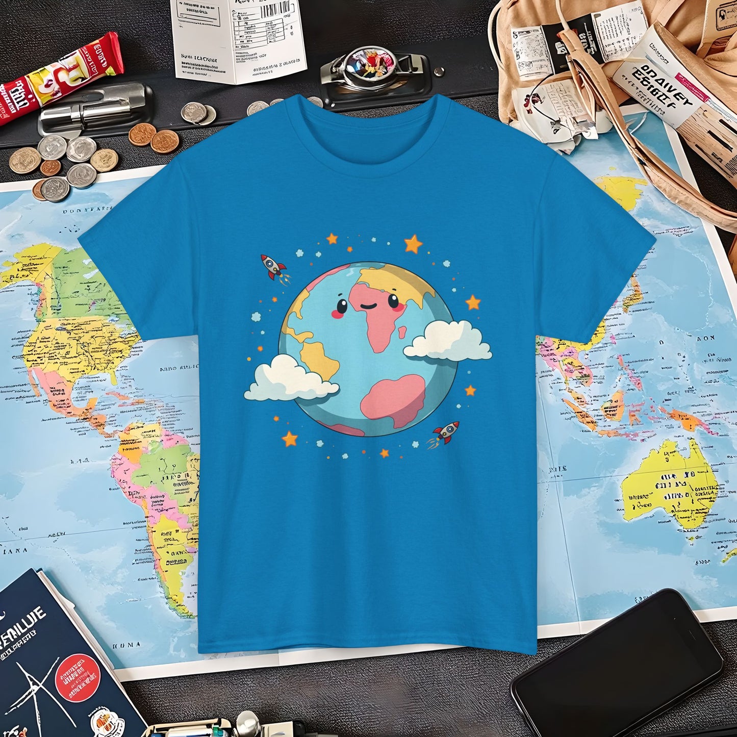 Kawaii Globe Air Travel T-Shirts | Jetsetter, Airport, and International Flight Tees