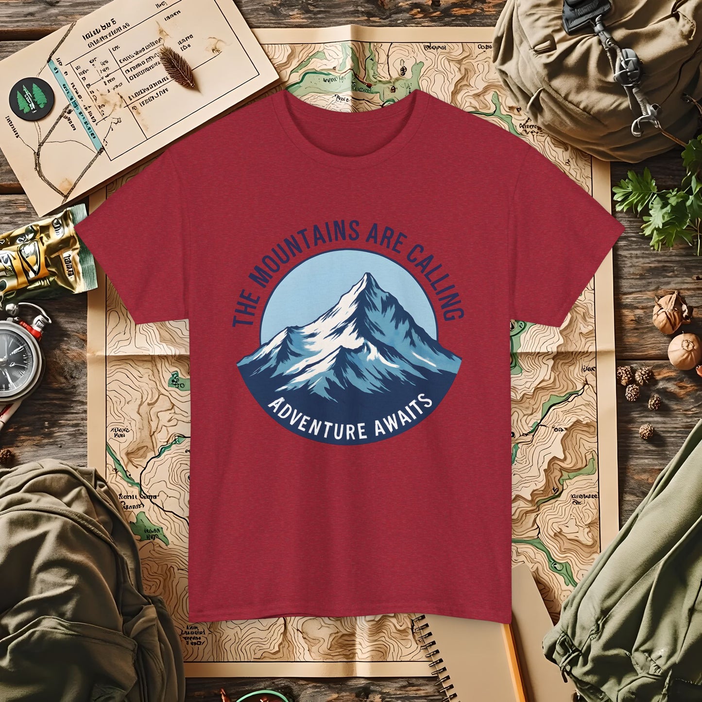 The Mountains Are Calling, Adventure Awaits Outdoor Adventure T-Shirts | Camping, Hiking, Rafting & Kayaking Tees for Nature Lovers