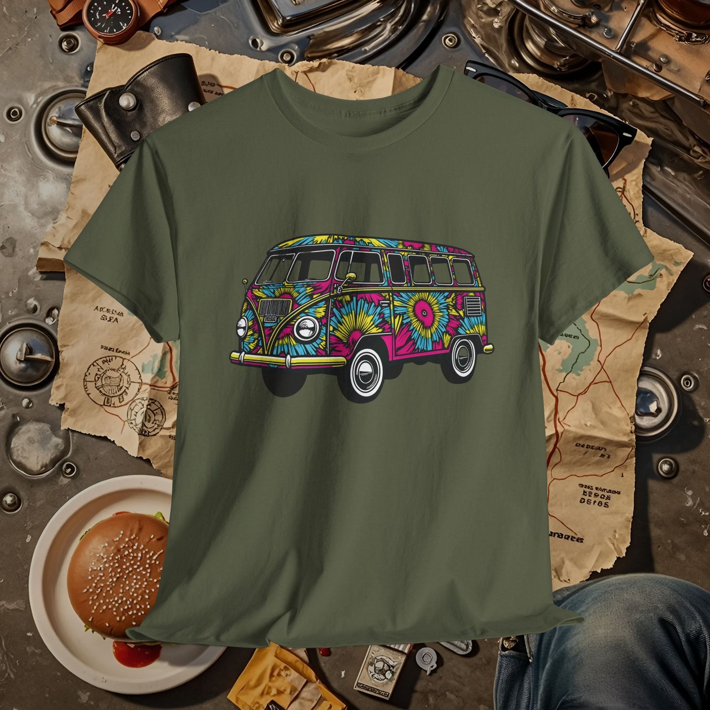 Kaleidoscope Van Road Trip & Vehicle Travel T-Shirts | Car, RV, and Motorcycle Adventure Tees