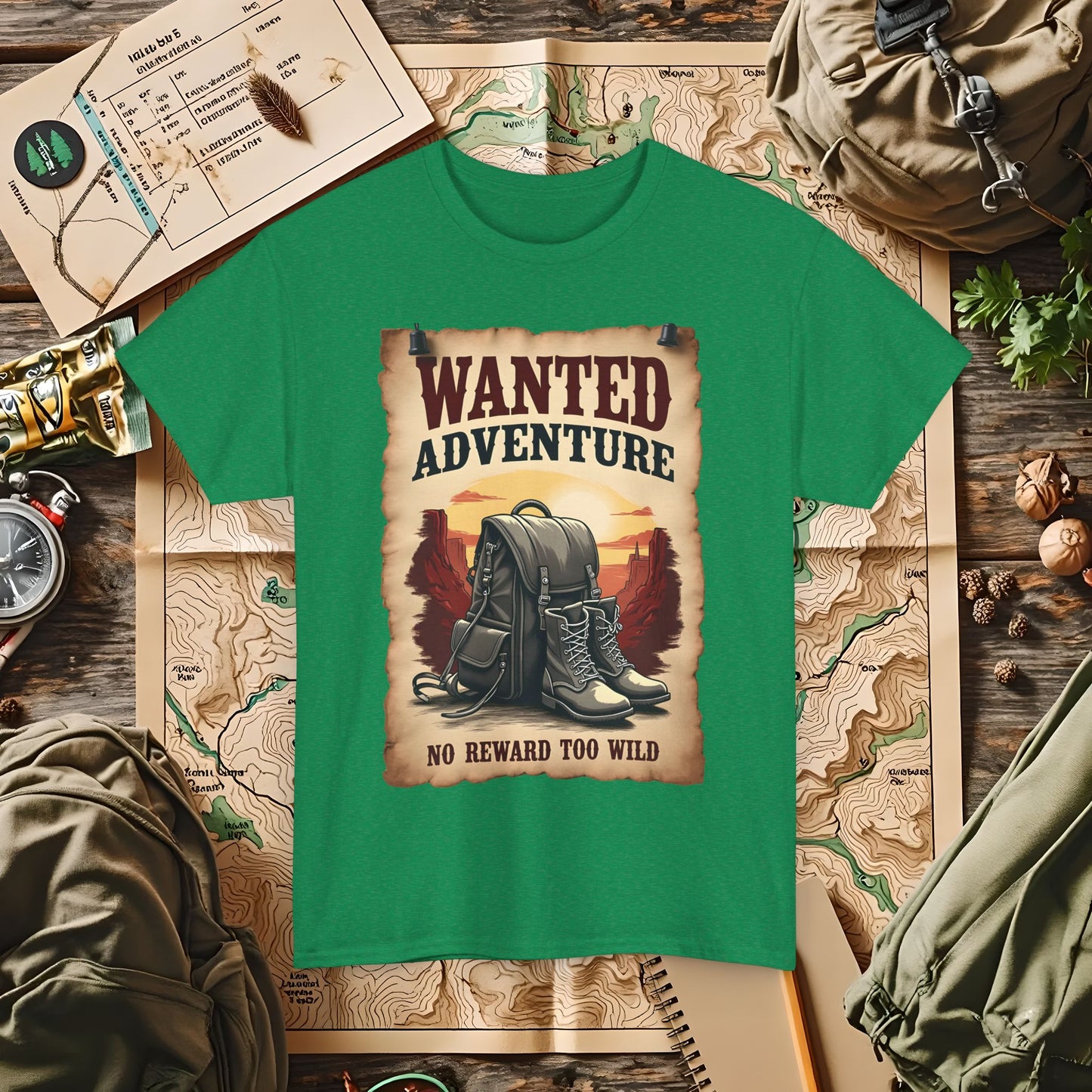 Wanted Adventure, No Reward too Wild, Outdoor Adventure T-Shirts | Camping, Hiking, Rafting & Kayaking Tees for Nature Lovers