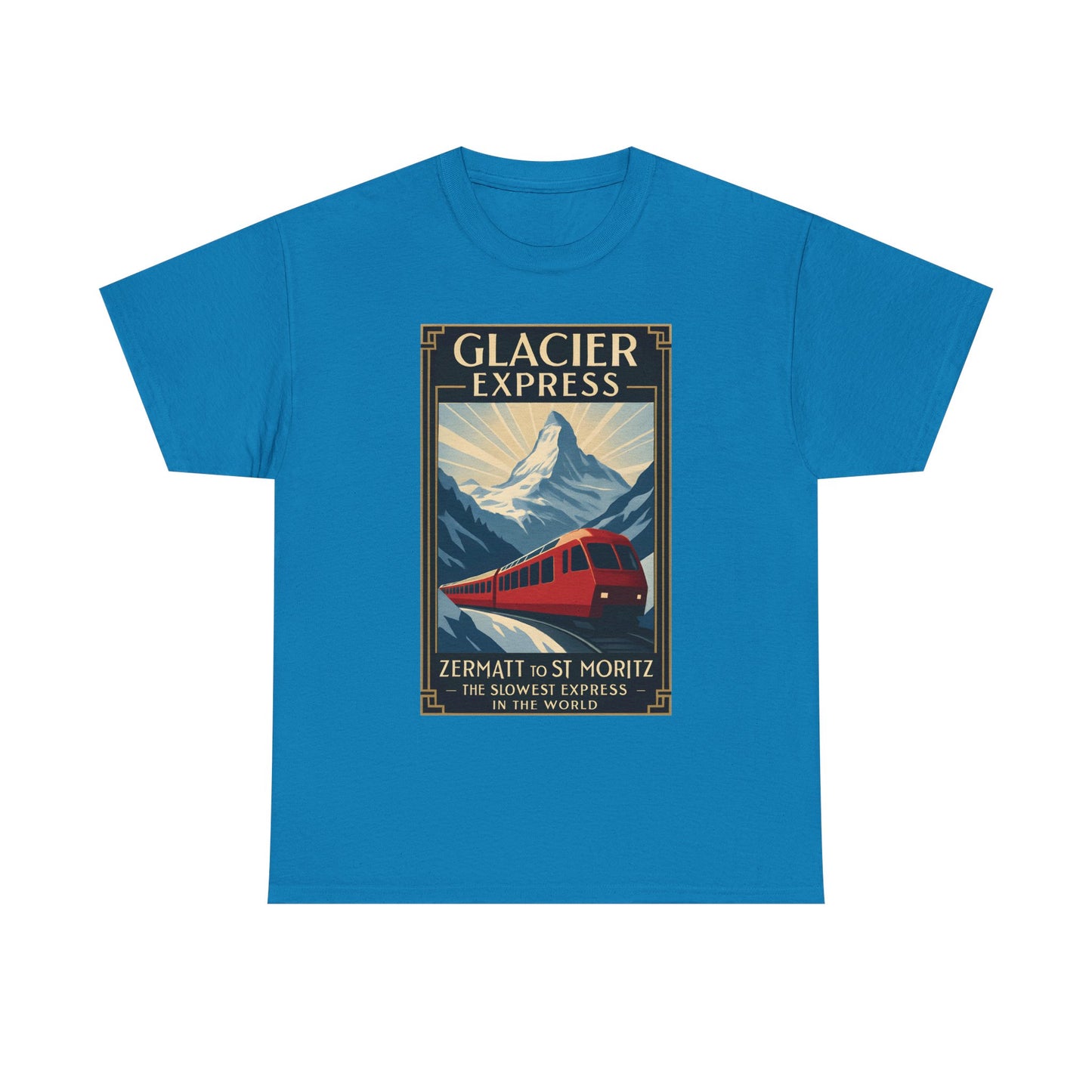 Glacier Express – Art Deco Alpine Train Adventure Tee Road Trip & Vehicle Travel T-Shirts | Car, RV, and Motorcycle Adventure Tees