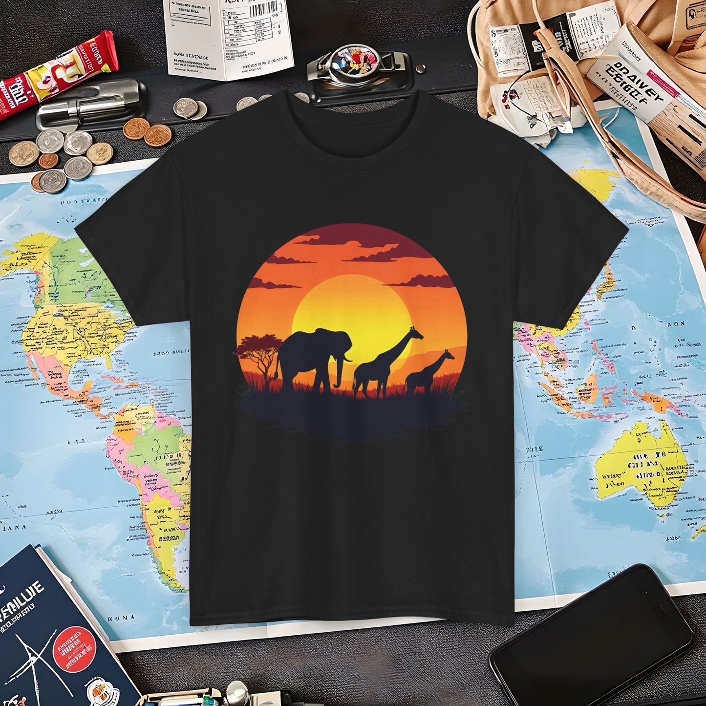 Savanna Silhouettes Air Travel T-Shirts | Jetsetter, Airport, and International Flight Tees