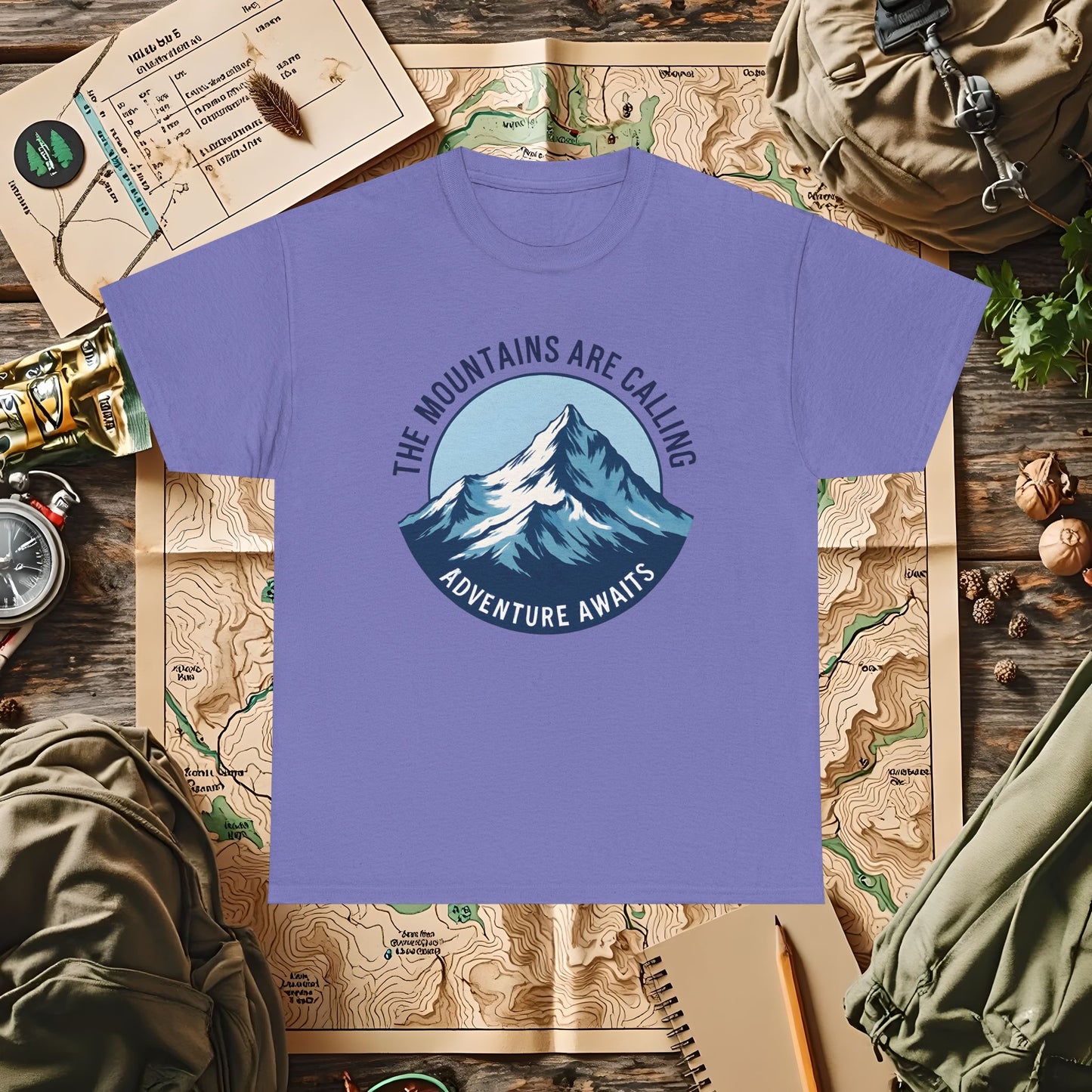 The Mountains Are Calling, Adventure Awaits Outdoor Adventure T-Shirts | Camping, Hiking, Rafting & Kayaking Tees for Nature Lovers