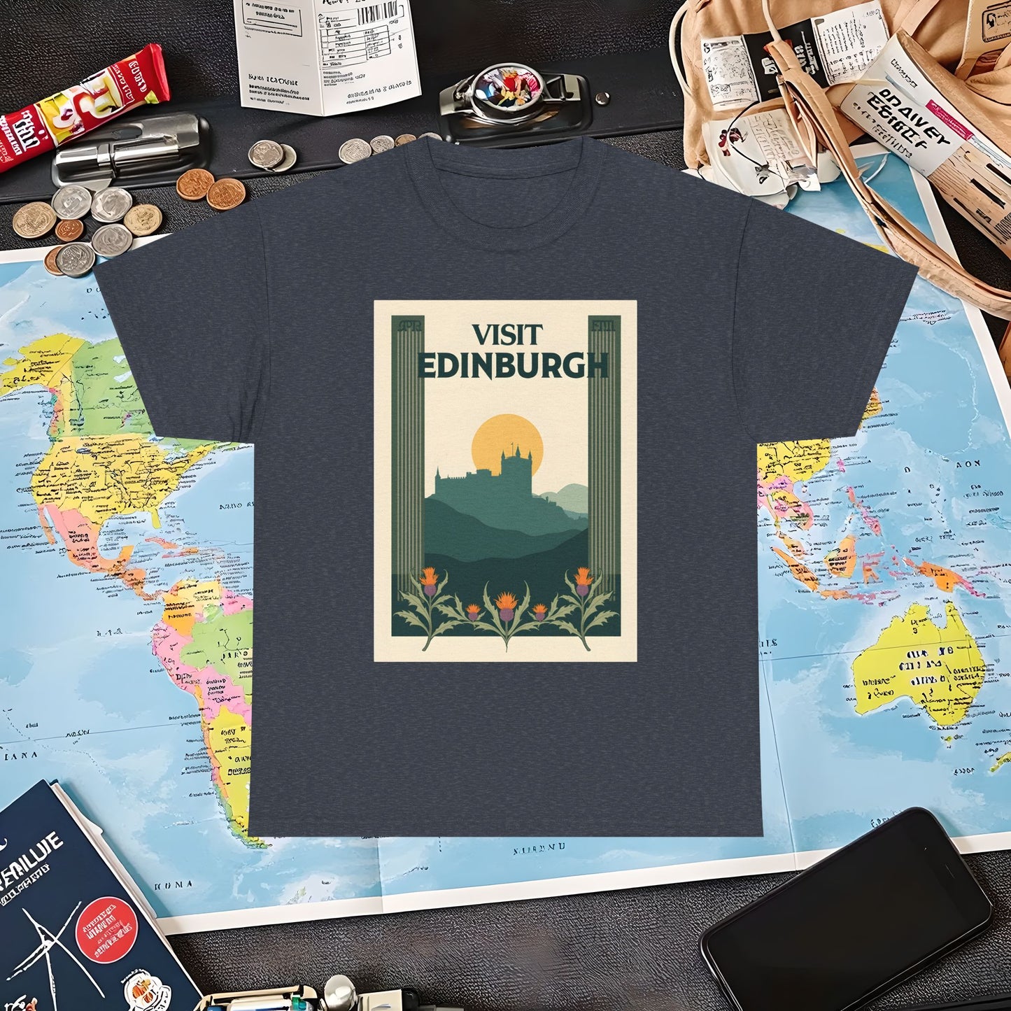 Edinburgh Poster Air Travel T-Shirts | Jetsetter, Airport, and International Flight Tees