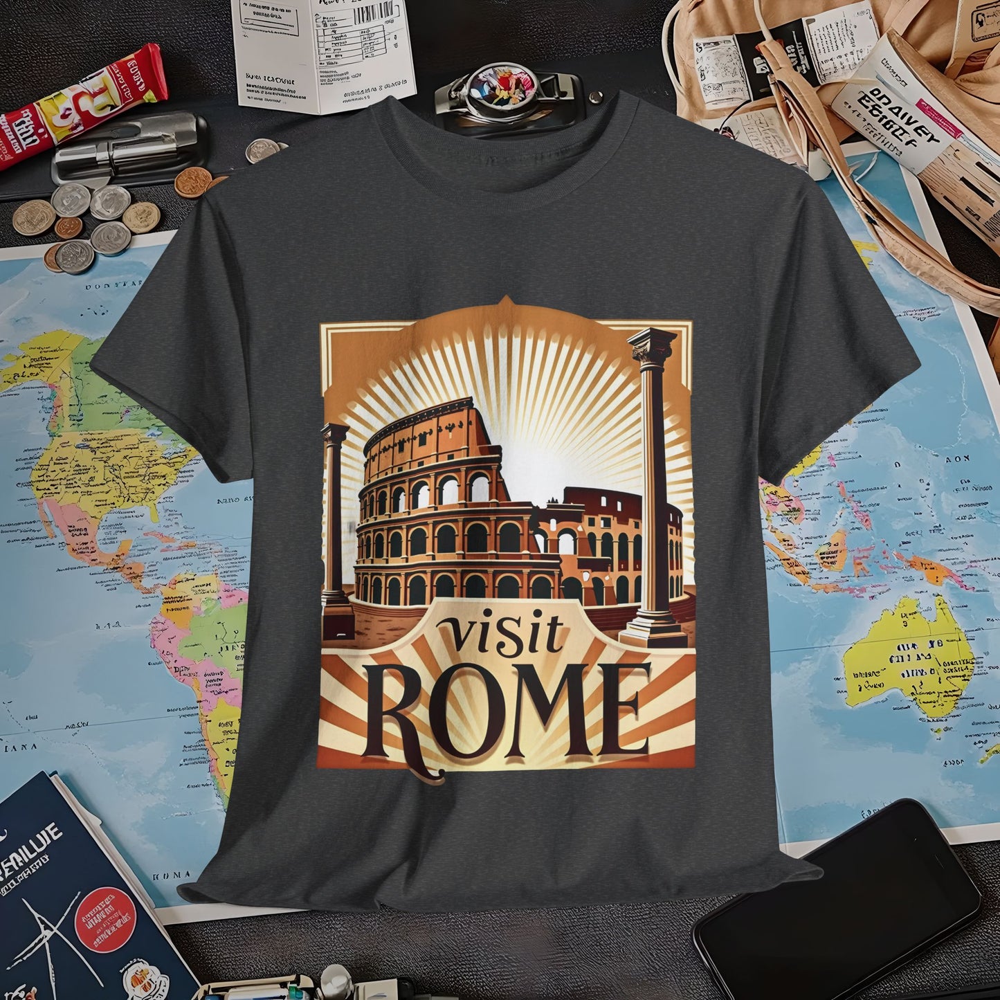 Rome Retro Air Travel T-Shirts | Jetsetter, Airport, and International Flight Tees