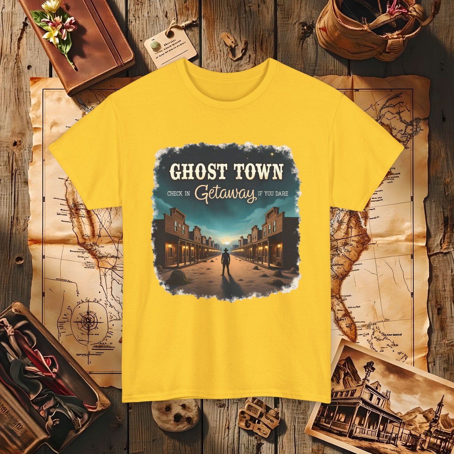 Ghost Town Getaway Western Travel T-Shirts | Desert, Ghost Town, and Cowboy-Inspired Adventure Tees