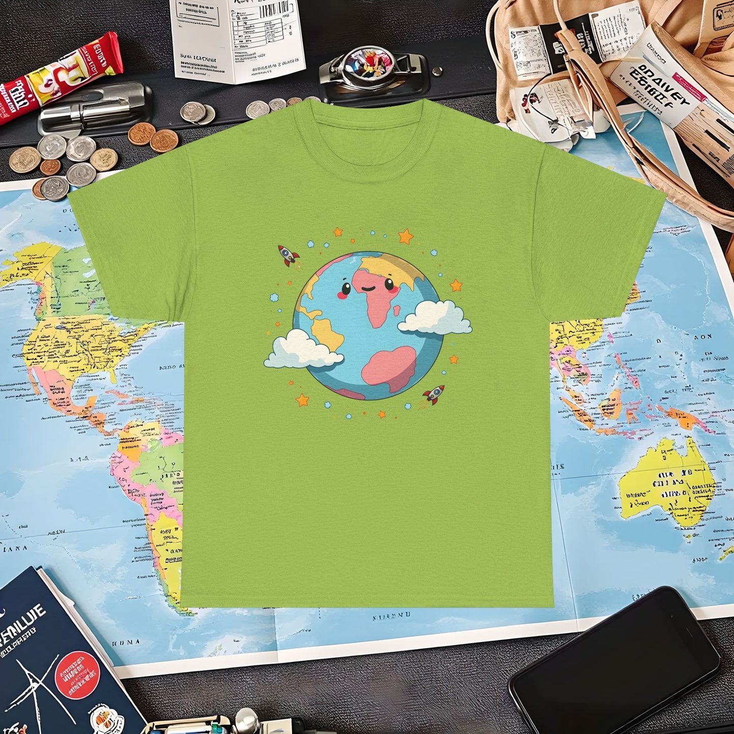 Kawaii Globe Air Travel T-Shirts | Jetsetter, Airport, and International Flight Tees