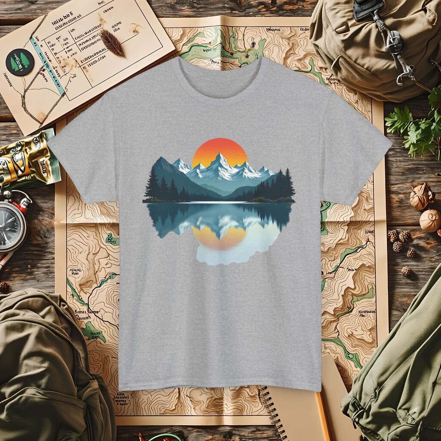 Mountain Reflection Outdoor Adventure T-Shirts | Camping, Hiking, Rafting & Kayaking Tees for Nature Lovers