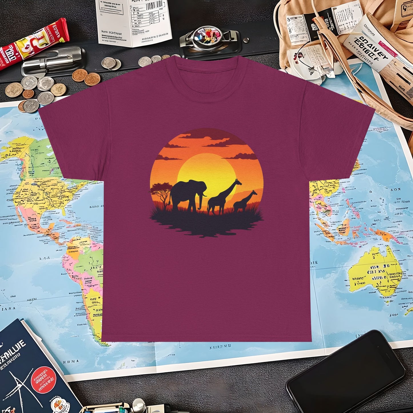 Savanna Silhouettes Air Travel T-Shirts | Jetsetter, Airport, and International Flight Tees