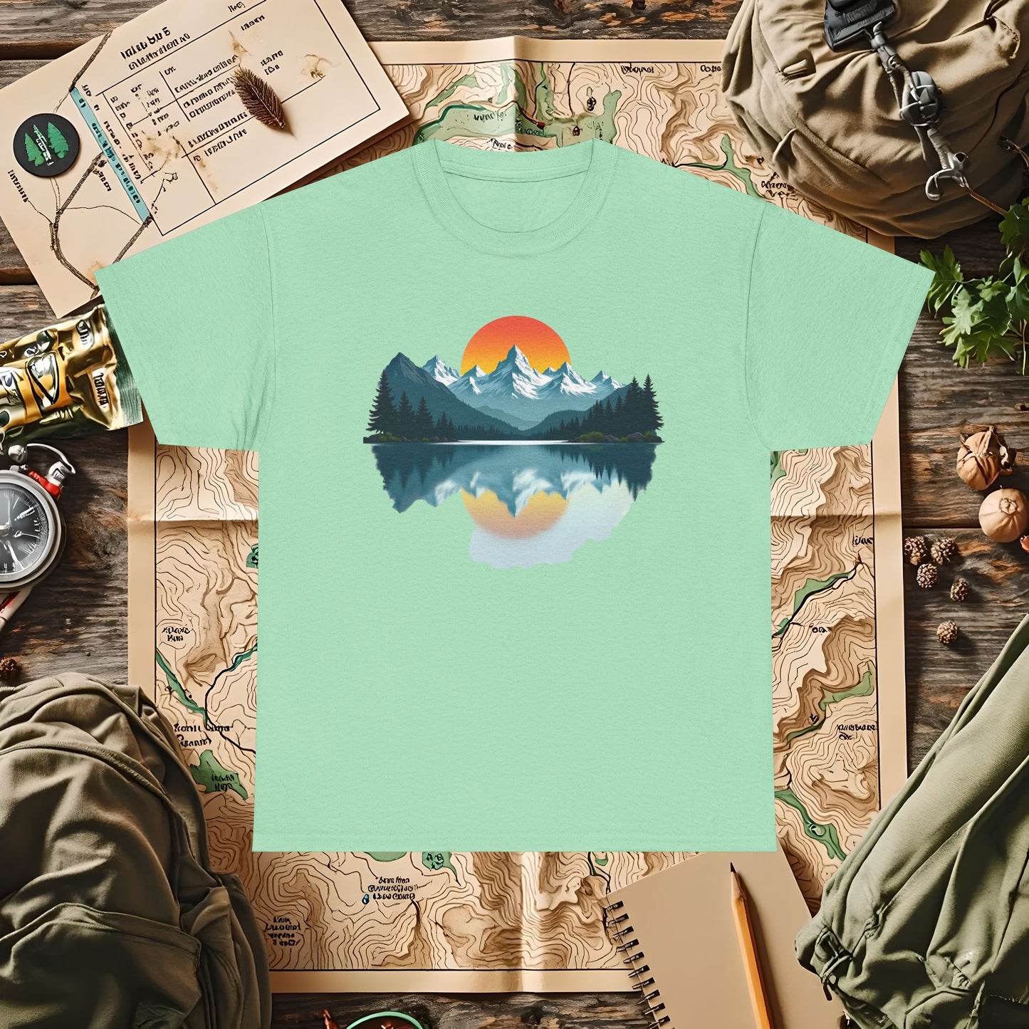 Mountain Reflection Outdoor Adventure T-Shirts | Camping, Hiking, Rafting & Kayaking Tees for Nature Lovers