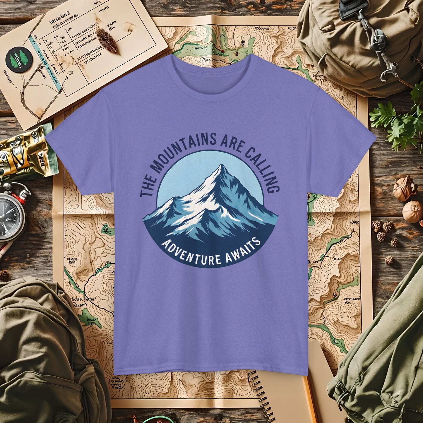 The Mountains Are Calling, Adventure Awaits Outdoor Adventure T-Shirts | Camping, Hiking, Rafting & Kayaking Tees for Nature Lovers