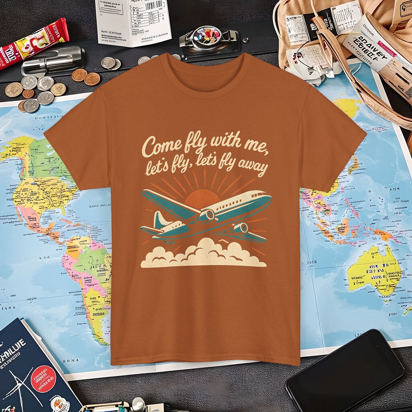 Come Fly With Me T-Shirt – Vintage Skybound Adventure with Retro Airplane DesignAir Travel T-Shirts | Jetsetter, Airport, and International Flight Tees