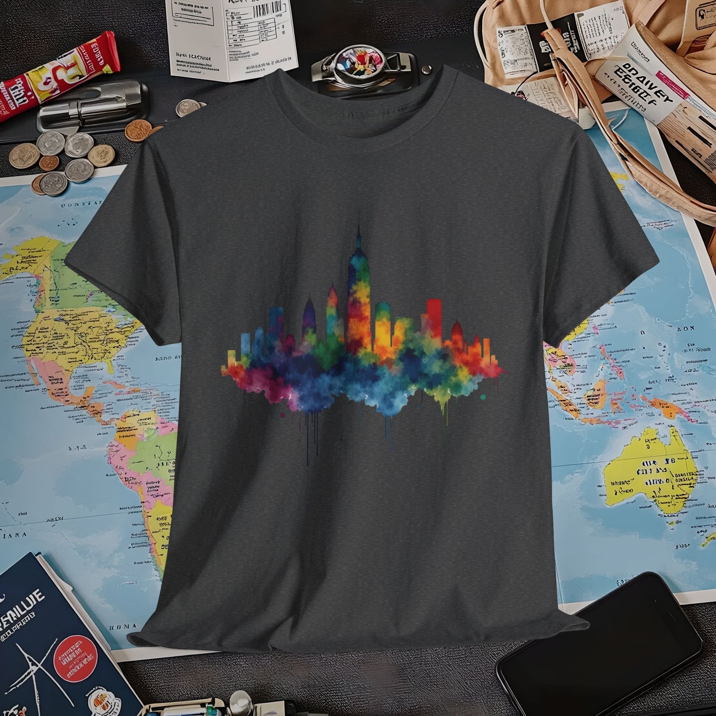 Vibrant Skyline T-Shirts | Jetsetter, Airport, and International Flight Tees
