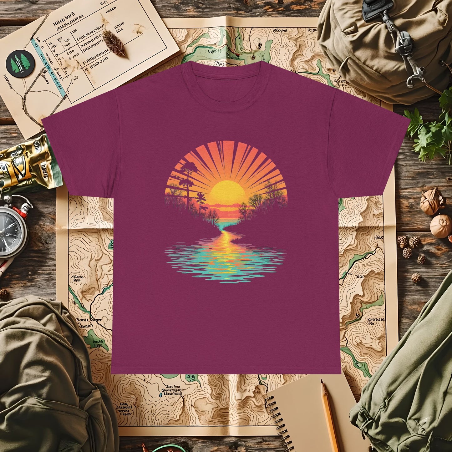 Quirky Sunset Outdoor Adventure T-Shirts | Camping, Hiking, Rafting & Kayaking Tees for Nature Lovers