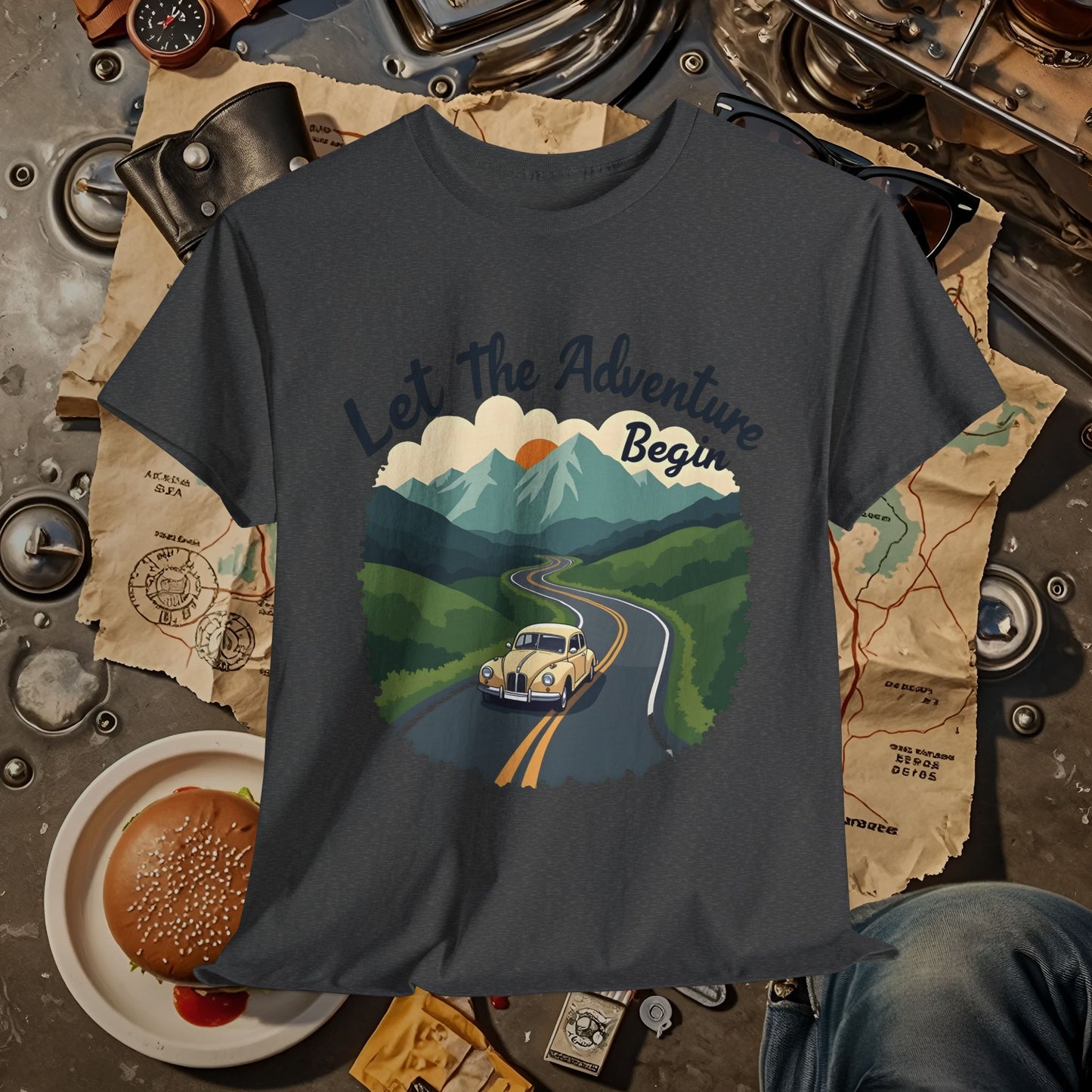 Adventure Awaits Road Trip & Vehicle Travel T-Shirts | Car, RV, and Motorcycle Adventure Tees