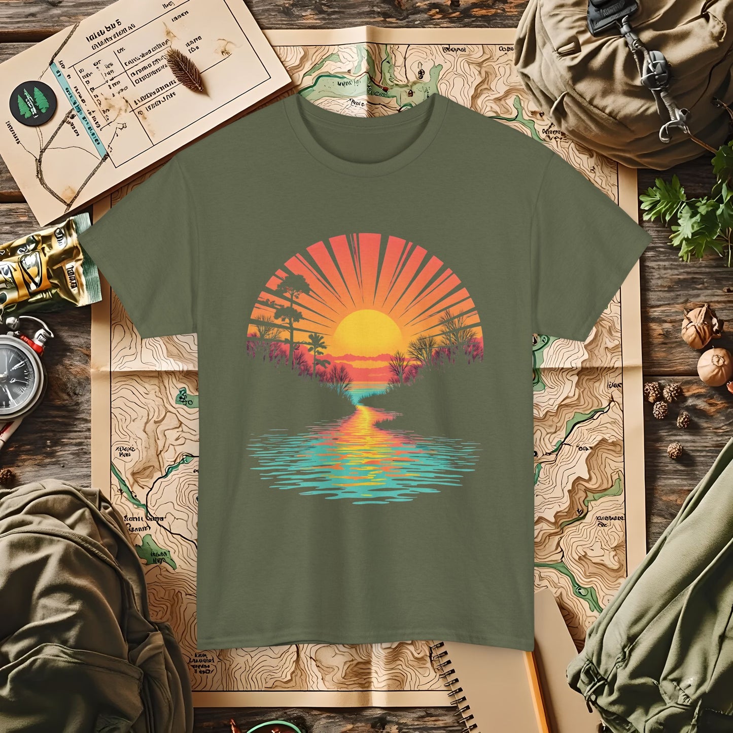 Quirky Sunset Outdoor Adventure T-Shirts | Camping, Hiking, Rafting & Kayaking Tees for Nature Lovers