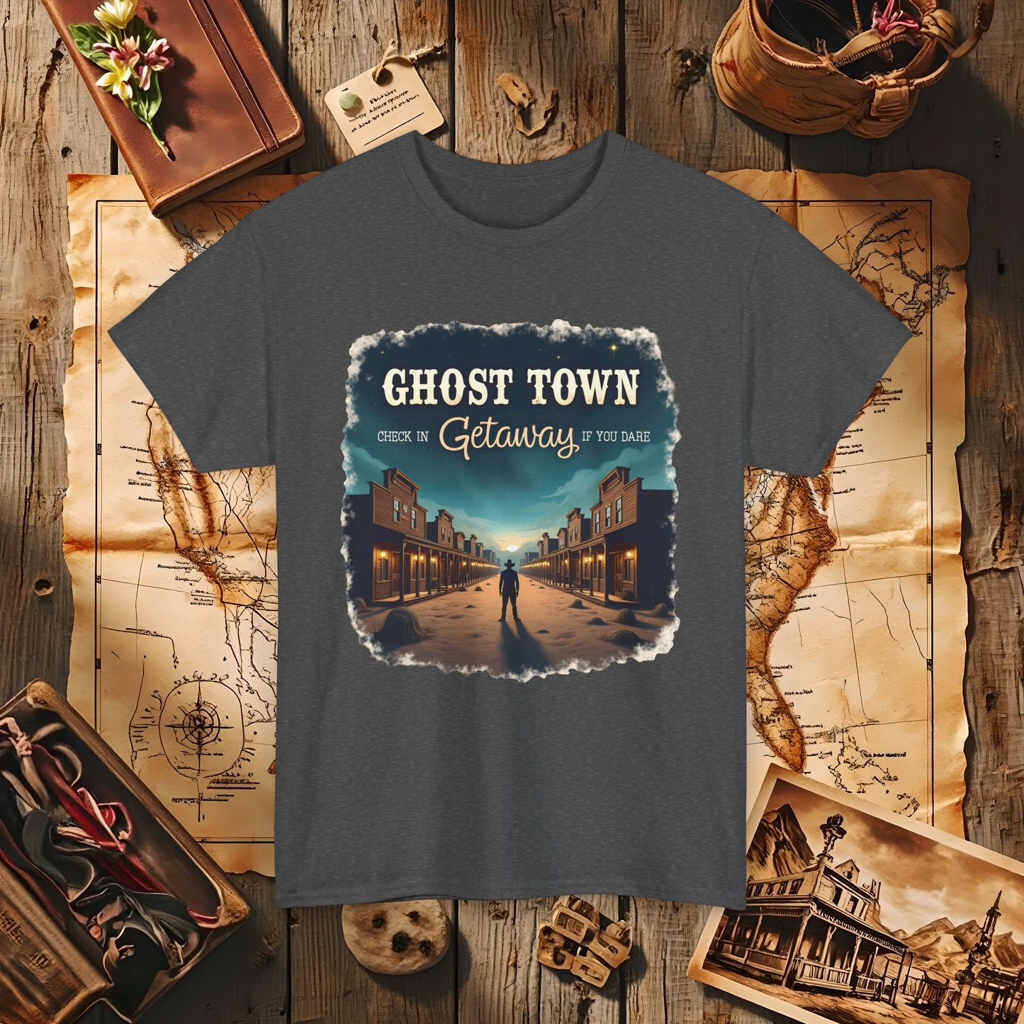 Ghost Town Getaway Western Travel T-Shirts | Desert, Ghost Town, and Cowboy-Inspired Adventure Tees