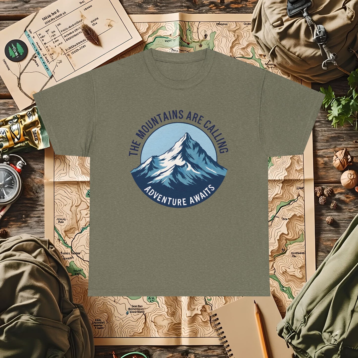 The Mountains Are Calling, Adventure Awaits Outdoor Adventure T-Shirts | Camping, Hiking, Rafting & Kayaking Tees for Nature Lovers