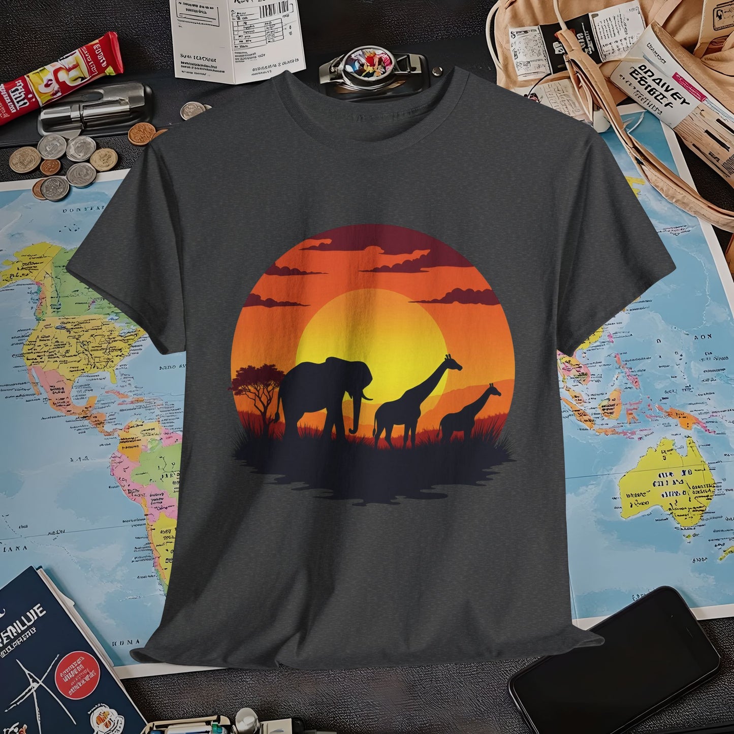 Savanna Silhouettes Air Travel T-Shirts | Jetsetter, Airport, and International Flight Tees