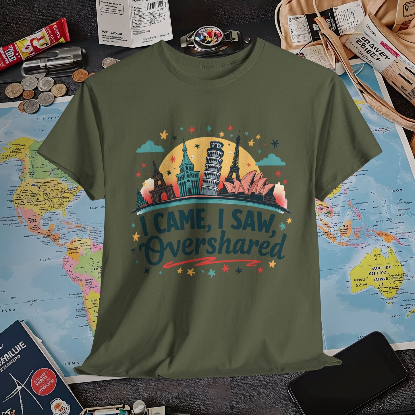 Overshare Vibe Air Travel T-Shirts | Jetsetter, Airport, and International Flight Tees