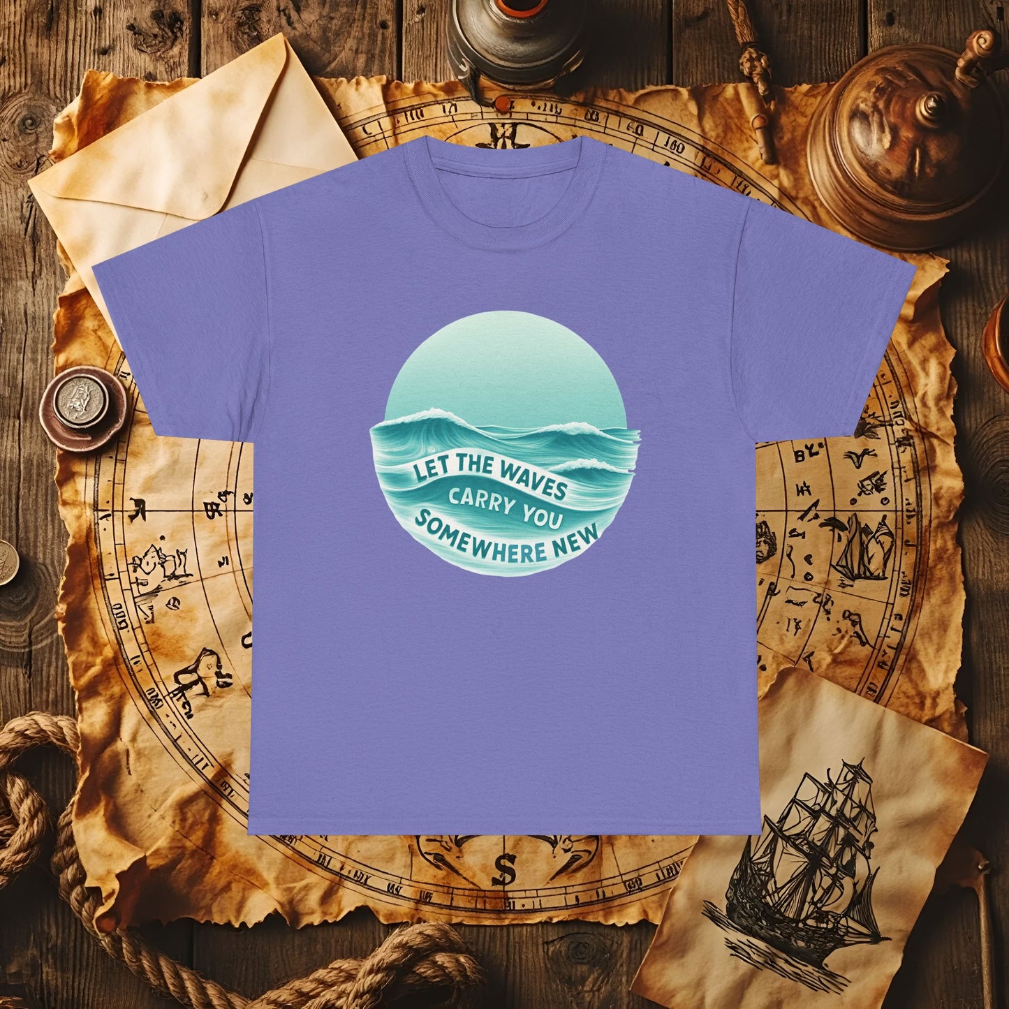 Let the Waves Carry You T-Shirt – Serene Travel & Ocean Escape Design | Funny & Stylish Tees for Ocean Adventures