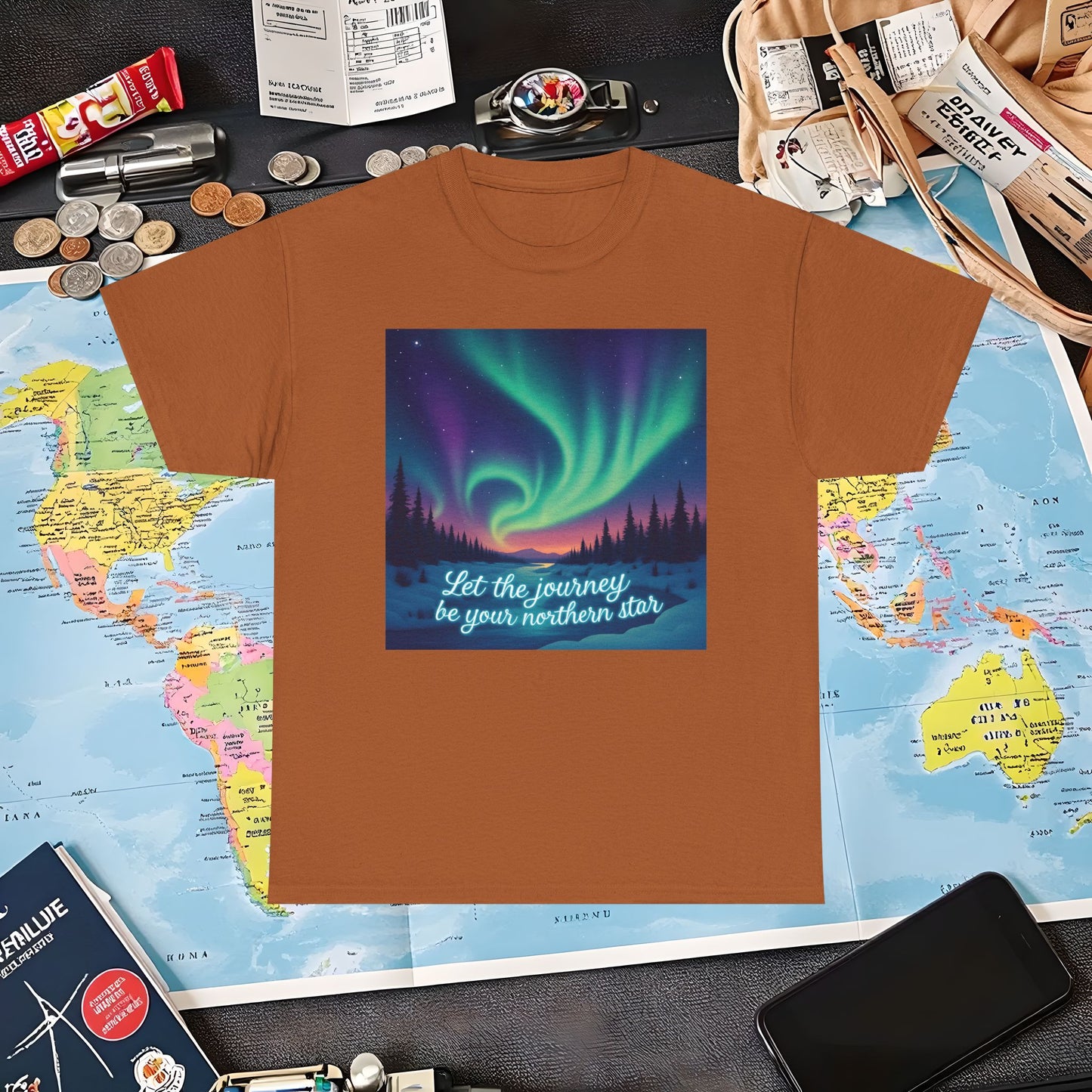 Northern Lights Journey Under the Starry Sky Air Travel T-Shirts | Jetsetter, Airport, and International Flight Tees